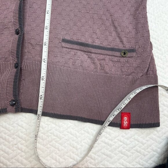 Edc 100% Cotton Mauve V-Neck Button Down Sweater Cardigan Size S - Picture 6 of 10